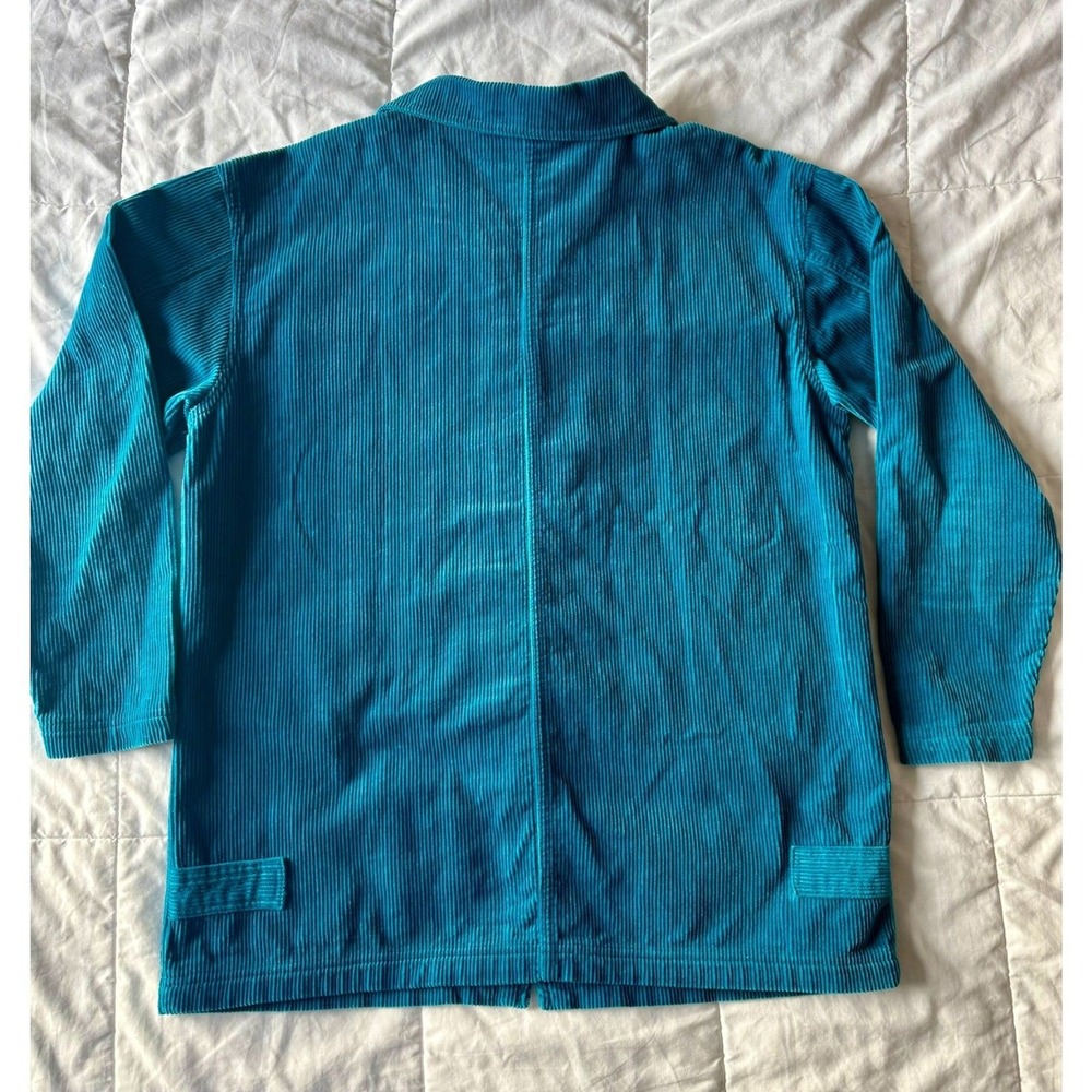 Denim & Co Teal Blue Corduroy Zip Up Jacket‎ Womens Medium Cotton LS Ribbed - Picture 3 of 5